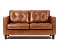 Sofás 2 plazas - Tapizado efecto cuero 172 x 87 x 84 cm - Marrón coñac con capitoné y patas oscuras
