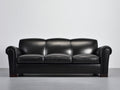 Sofás 3 plazas - Tapizado efecto cuero 210 x 92 x 88 cm - Negro con brazos enrollados y diseño clásico