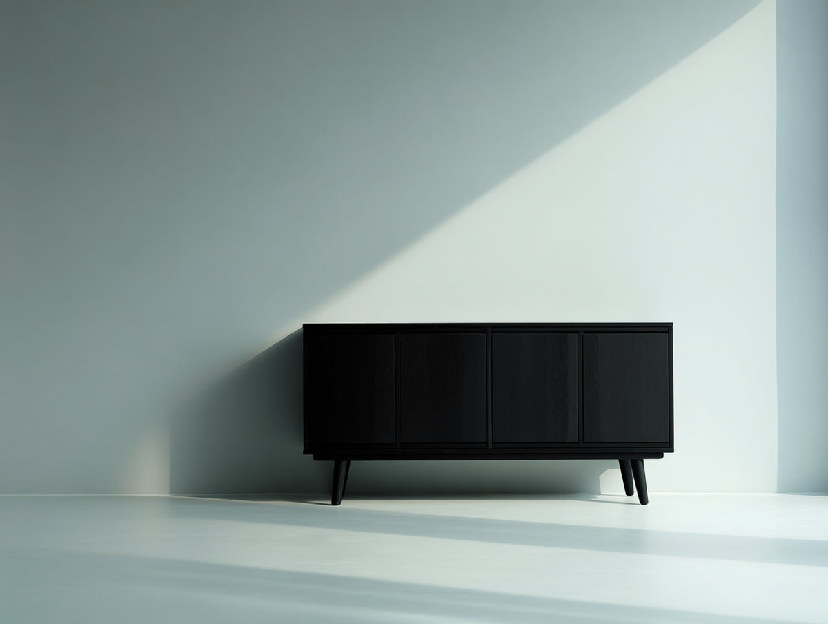 Mueble recibidor de madera 160x40x80 cm - negro - 4 puertas de diseño moderno