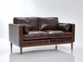 Sofás 2 plazas de cuero 180x88x83 cm - marrón oscuro - diseño moderno vintage con patas de madera
