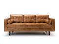 Sofás 3 plazas 210 x 88 x 82 cm - tapizado marrón efecto cuero - diseño clásico con respaldo capitoné
