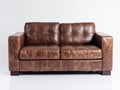 Sofás 2 plazas - Tapizado efecto cuero 175 x 88 x 84 cm - Marrón oscuro con capitoné discreto y patas oscuras