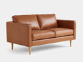 Sofás 2 plazas 170x88x82 cm - Cuero - Marrón claro - Diseño moderno con patas de madera
