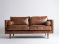 Sofás 2 plazas 180x90x85 cm - Cuero - Marrón - Diseño moderno con patas de madera