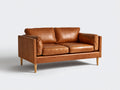 Sofás 2 plazas 170x90x85 cm - Cuero - Marrón coñac - Diseño moderno con patas de madera