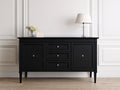 Mueble recibidor de madera 150x40x90 cm - negro - 2 puertas y 3 cajones con diseño clásico para entrada